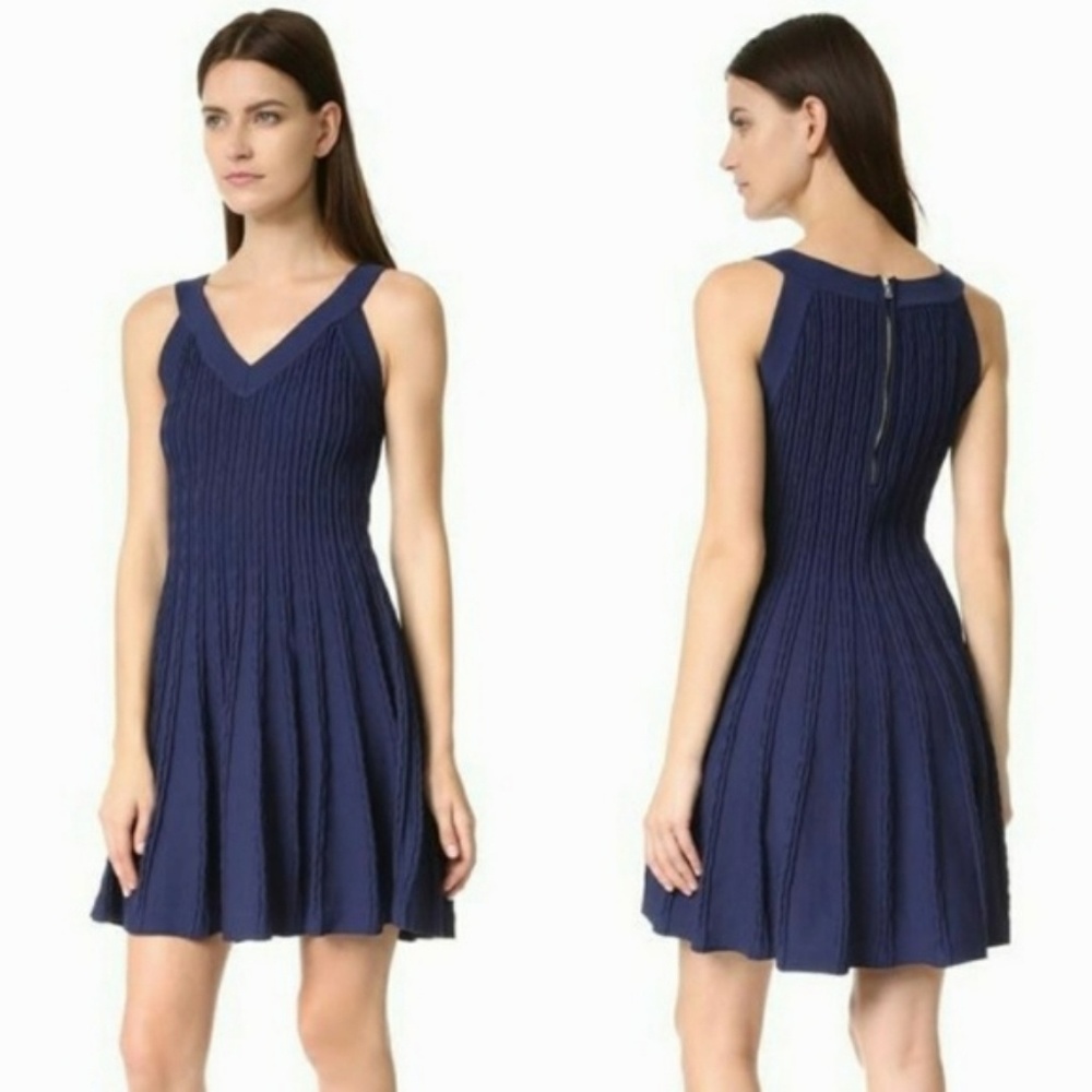 MILLY Textured Ribbed Flare Dress